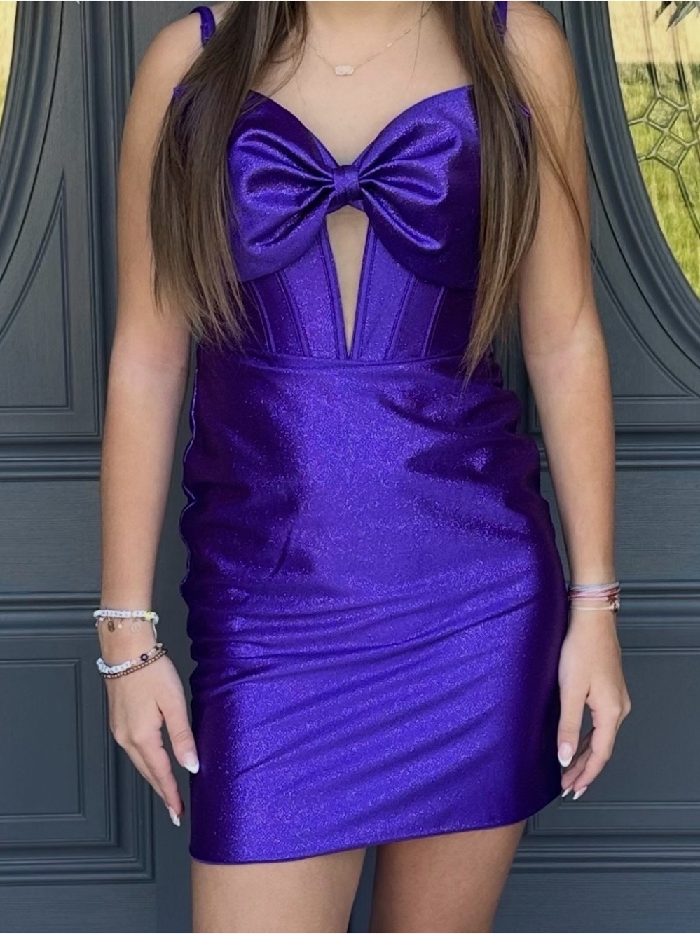 Purple homecoming dress size 0 Abby Paris MB prom - Picture 3 of 3